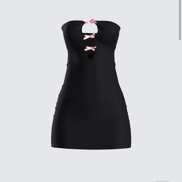 Brand new Finesse Bodhi Black Satin Bow Mini Dress - Picture 1 of 5